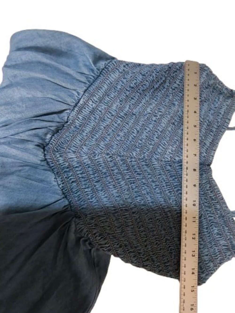 American Eagle Chambray Smocked Bubble Hem Dress Size Small - Picture 9 of 11